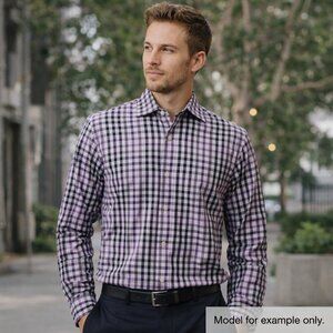 Michael Kors Men’s Purple Black Plaid Dress Shirt Medium Button Down NWT Office